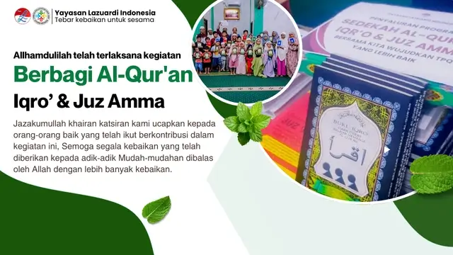 Penyaluran Sedekah Al-Qur’an, Iqro & Juz Amma